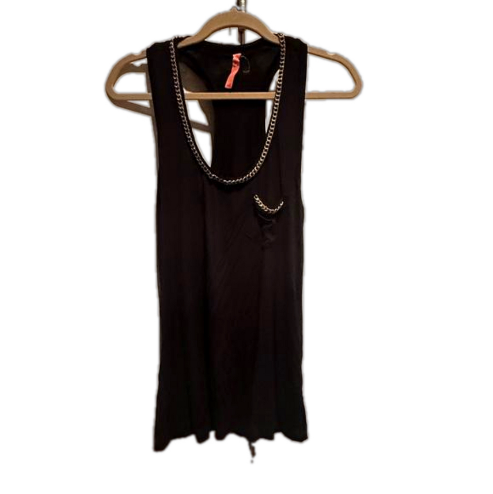Eight Sixty Black Racerback Tank with Gold Chain |L